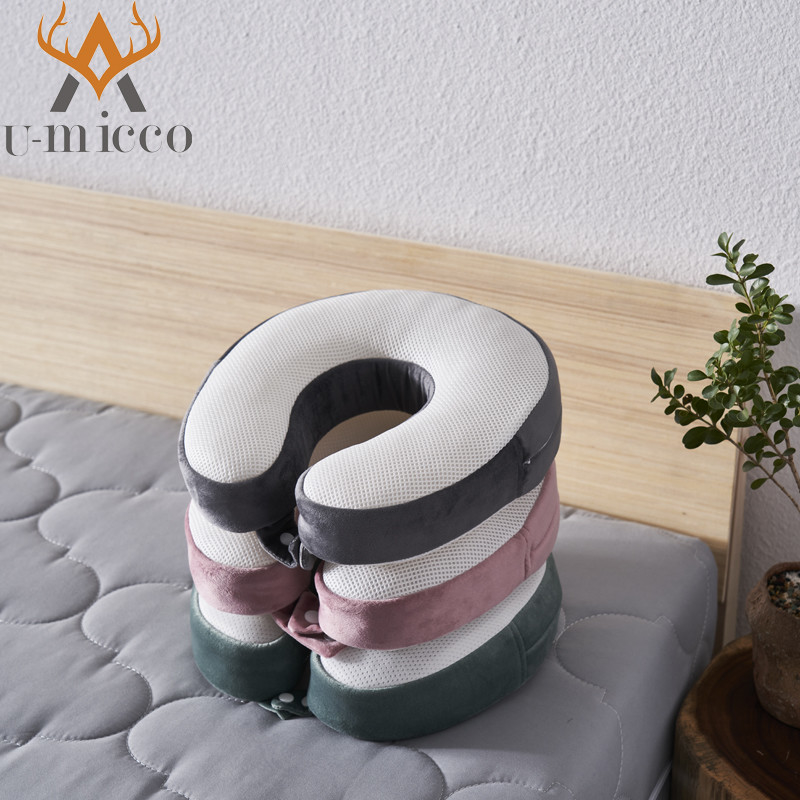 Soft Velvet Cover Neck Support Travel Pillow with Hard Density Adjustable Strap